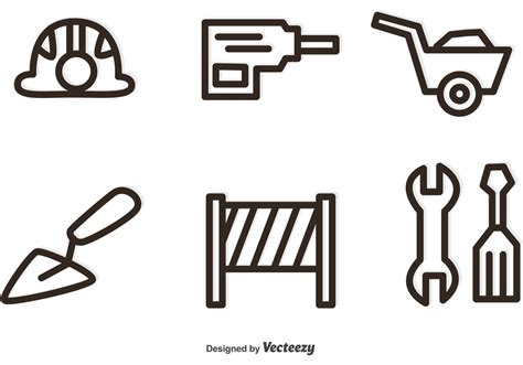 Construction Tool Outline Icons Vector 89038 Vector Art At Vecteezy