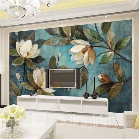 White Magnolia Flowers Pattern Home Decorative Waterproof 3d Wall