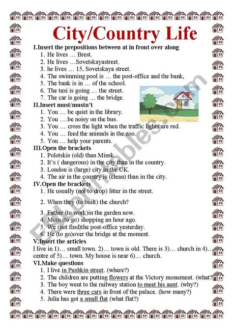 Citycountry Life Esl Worksheet By Spankevich