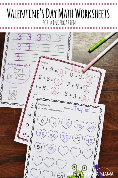 Valentines Day Math Worksheets For Kindergarten Mary Martha Mama In