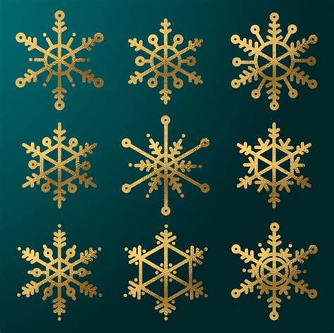 Premium Vector Gold Christmas Snowflakes Set