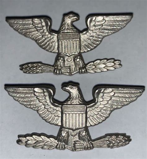 Rare Original Vietnam War Us Army Colonel Eagle Insignia Pair Sterling