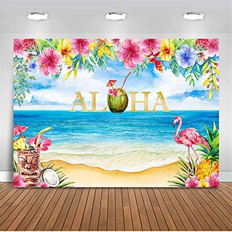 Mocsicka Aloha Tiki Party Backdrop Hawaii Flamingo Photography Background 7x5ft Vinyl Tropical
