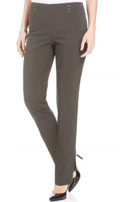 Jm Collection Brown Clay Womens Studded Pull On Tummy Control Pants