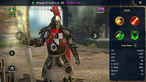 Knight Errant Raid Shadow Legends Info Skills Equipment Mastery Guide
