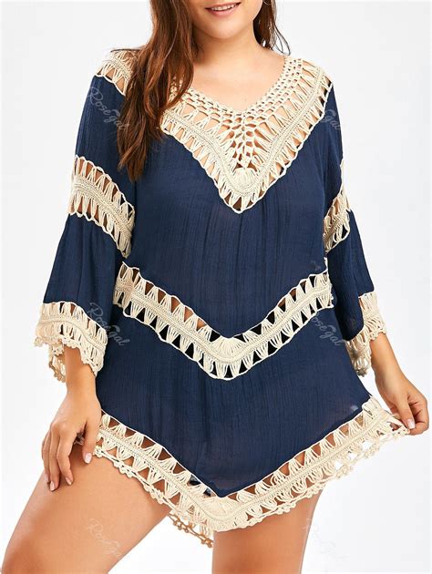 25 Off Plus Size Crochet Openwork Cover Up Rosegal