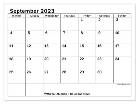 Calendar September 2023 50 Michel Zbinden En