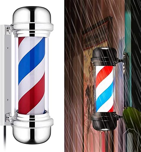 Wall Mounted Rotating Led Barber Pole 28 Inch Classic Style Uk Red