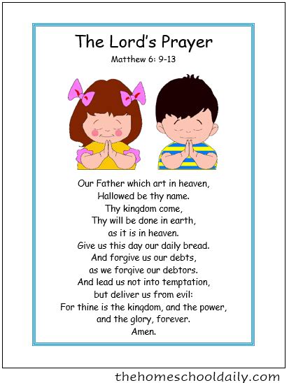 The Lords Prayer For Kids The Homeschool Daily