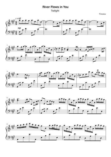 Piano Music Sheets River Flows In You From Twilight Yiruma Piano