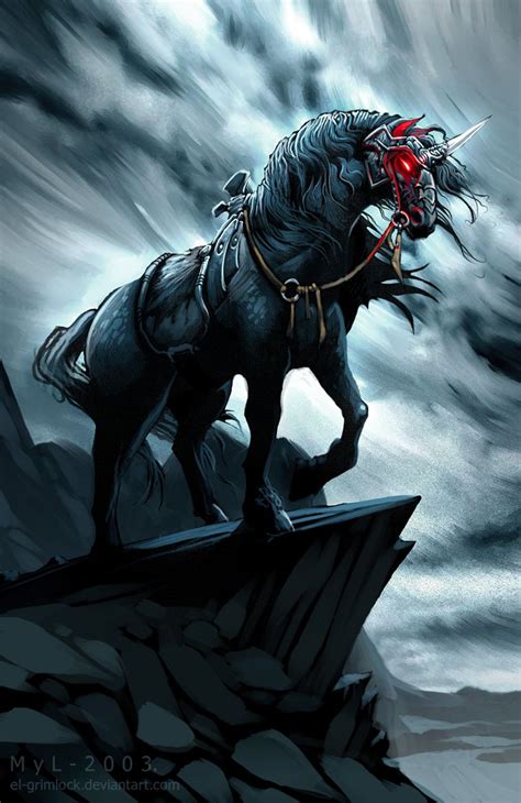 Black Unicorn By El Grimlock On Deviantart ♥ Unicorn Fantasy Art
