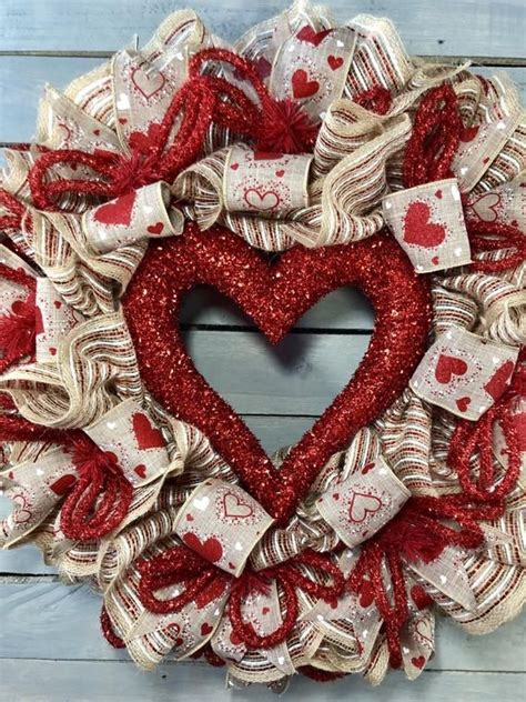 Valentines Day Wreaths For Front Door Heart Wreath Etsy Valentine