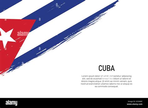 Grunge Styled Brush Stroke Background With Flag Of Cuba Template For