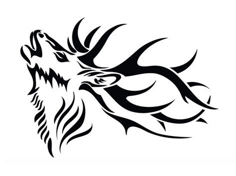 Howling Tribal Deer Tattoo Design Tattooimagesbiz