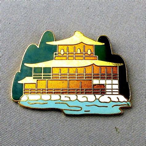 Vintage 4 Japanese Enamel Pins Kyoto Prefecture Boxed Set