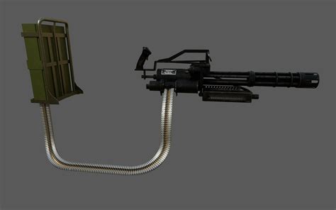 3d Model Minigun M134 With Ammunition Backpack Vr Ar Low Poly