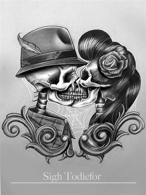 Skull Couple Tattoo Skull Tattoo Flowers Skull Girl Tattoo Skull Sleeve Tattoos Chicano