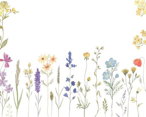 Watercolor Wildflowers Clipart Botanical Floral Wild Flowers Etsy In