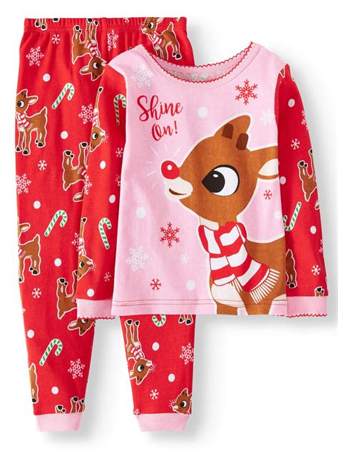 Christmas Long Sleeve Tight Fit Pajamas 2pc Set Toddler Girls