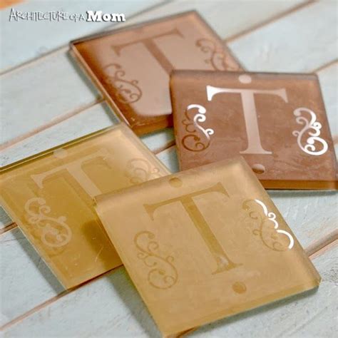 Architecture Of A Mom Etched Monogram Glass Tile Coasters Plotter