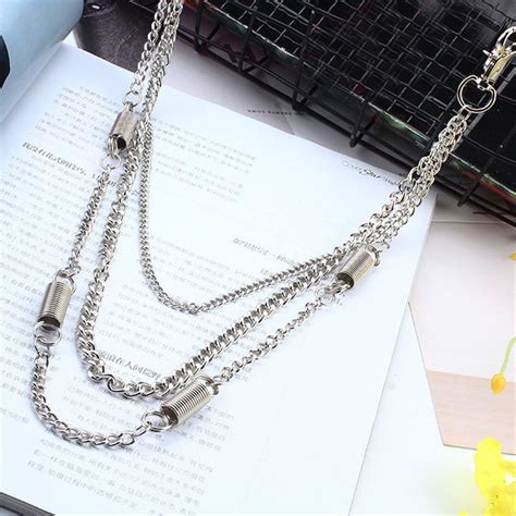 2 3 Layer Fashion Metal Chain Jeans Punk Jewelry Rock Style Hip Hop