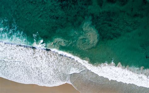 Download Wallpaper 1440x900 Beach Sea Waves Water Summer Aerial
