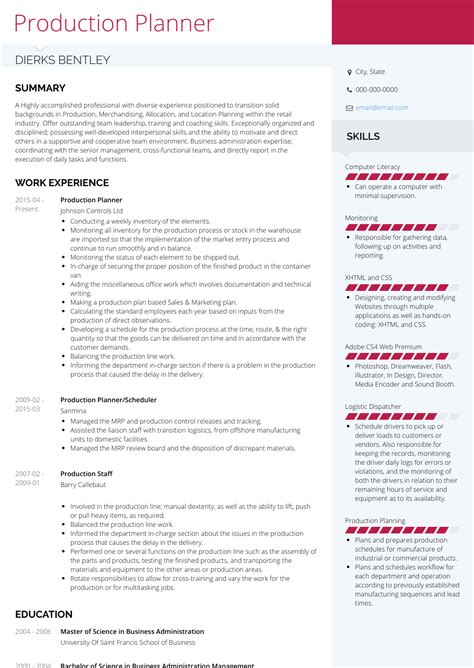 Production Planner Resume Samples And Templates Visualcv