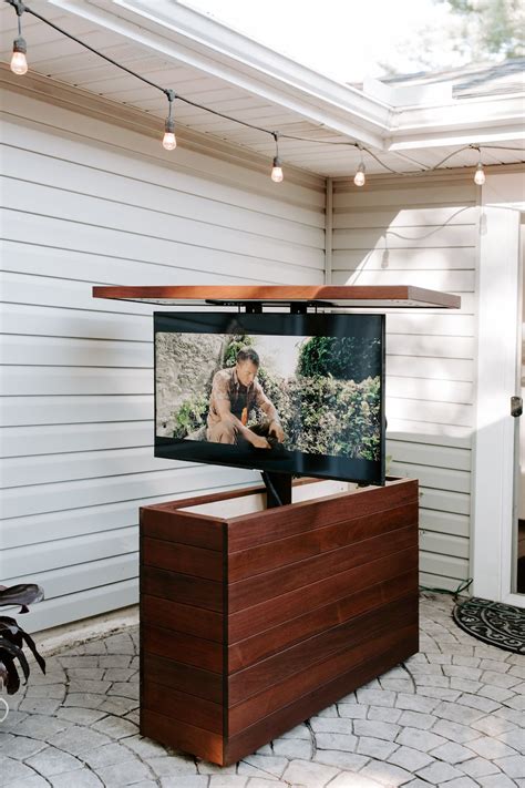 Outdoor Hidden Tv Lift Cabinet Brazilian Walnut Ipe Hardwood Etsy
