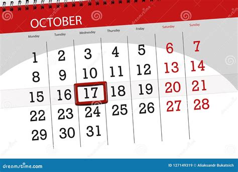 Calendar Planner For The Month Deadline Day Of The Week 2018 October