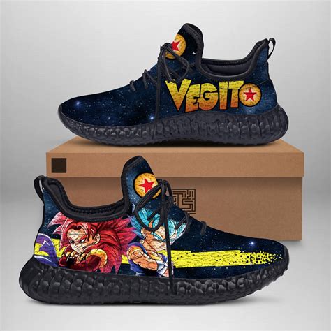 The dragon ball z x adidas collection will include special colorways/iterations of sever adidas models said to resemble the style and motif of certain dragon ball z characters. Vegito Character Dragon Ball Yeezy Boost 350 V2 Top Branding Trends 2019 - Tmerch Store