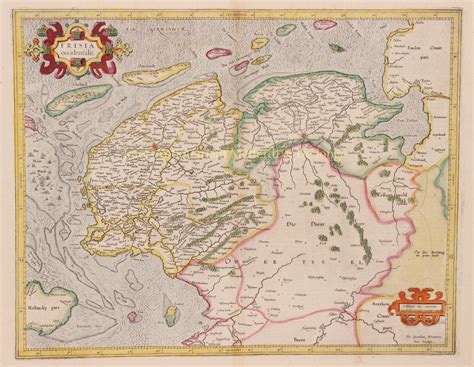 Old Map Friesland Original 16th Century Engraving Dutch History