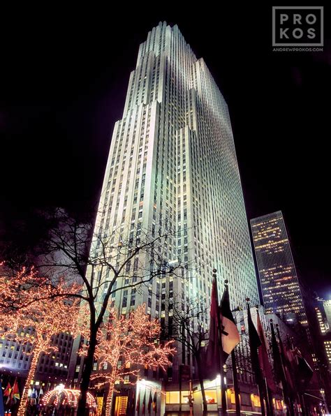 Rockefeller Center At Night Ii Framed Photograph By Andrew Prokos