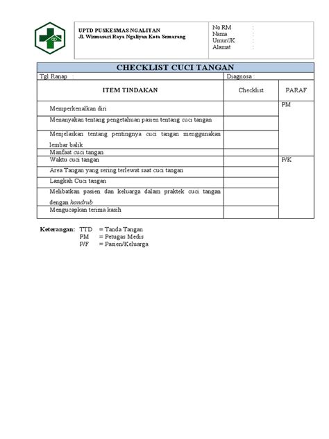 Checklist Cuci Tangan Pdf