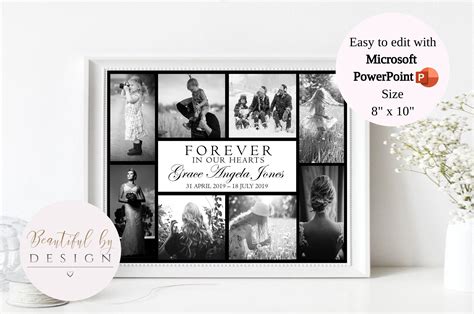 Memorial Photo Collage Template In Two Sizes Large Memorial Etsy