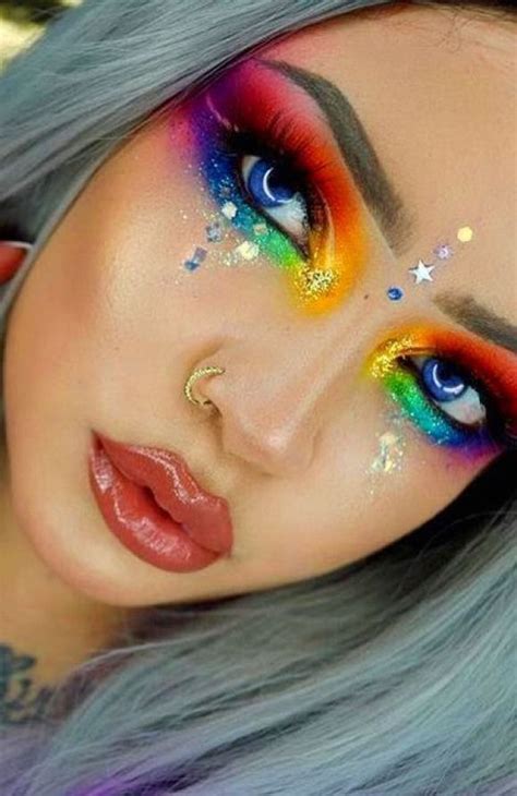 Lovely Rave Makeup Idea Creativemakeup Creative Makeup Glitter In 2020 Rave Makeup Pride