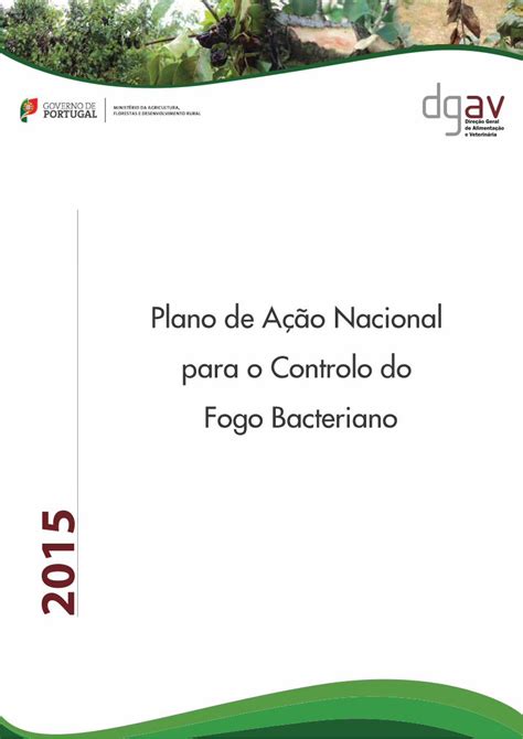 PDF Plano de Ação Nacional para o Controlo do Fogo Bacteriano ANEXO