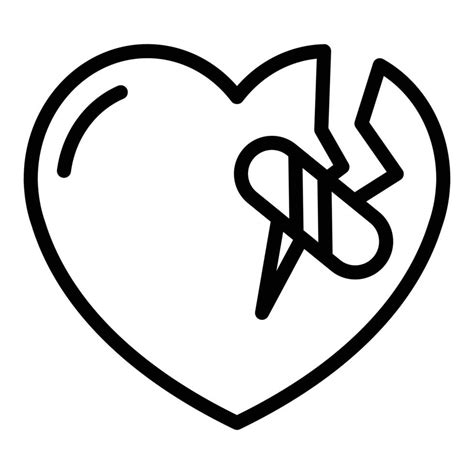 Broken Heart Icon Outline Style 15887564 Vector Art At Vecteezy