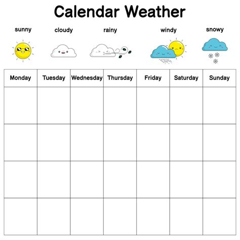 10 Best Monthly Weather Chart Kindergarten Printables