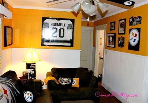 Pittsburgh steelers full/queen bedding 3 piece set. Pittsburgh Steelers Football Themed Tv Room | Hometalk