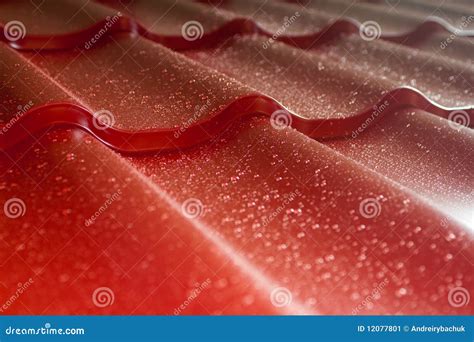 Closeup Of Red Metal Roof Covering Stock Image Image Of Abstract