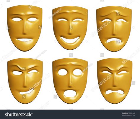 The Three Dimensional Models Of Theatrical Masks Showing Human Emotions