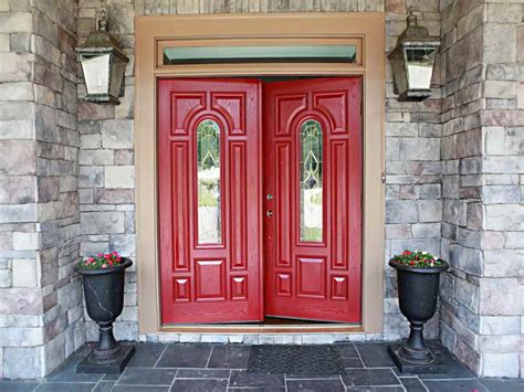 House entrance or balcony doorway with glass double doors, flat vector illustration. What Different Front Door Colors Say About The Homeowner ...