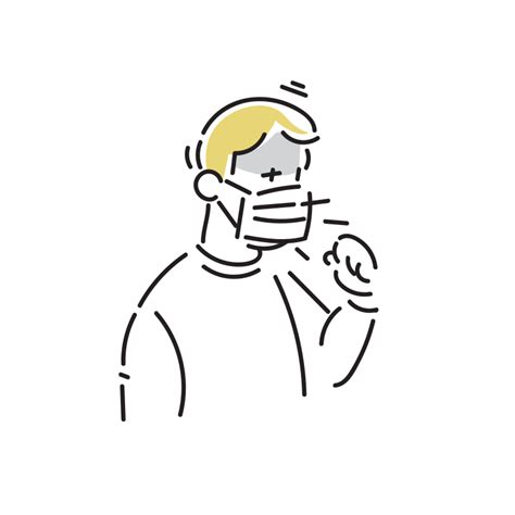 マスクをしながら咳をしている男性のイラスト