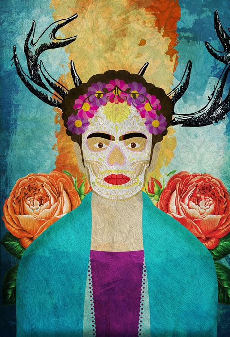 Frida Kahlo Mexican Retro Portrait Illustration Art Print Vintage