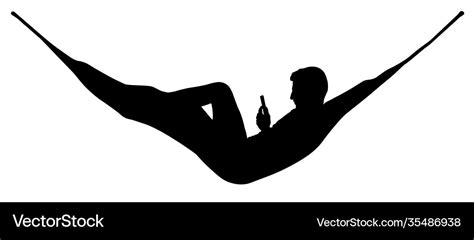 Man Relaxing Lying In Hammock Silhouette Vector Image