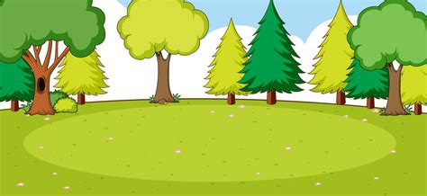 Empty Park Landscape Scene With Many Trees And Blank Meadow 2722907