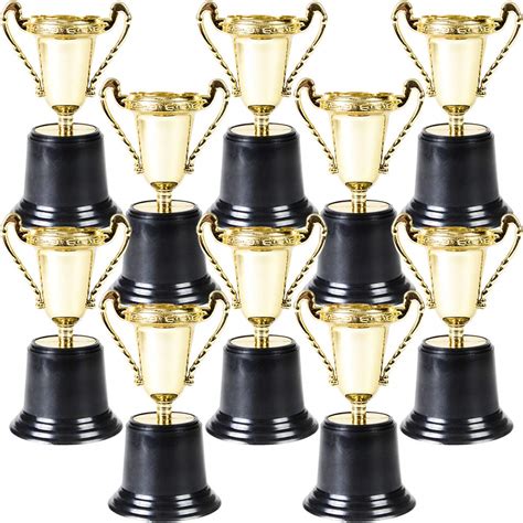 Gold Award Trophy Cups Pack Of 12 Bulk 5 Inch Plastic Gold Trophies