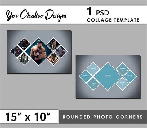 15 X 10 Digital Photo Diamond Collage Template Etsy