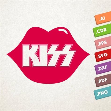 Kiss Logo With Lips Svg Vector File Kiss Lips Instant Etsy Kiss Logo Band Logos Lips Drawing