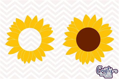 Sunflower Outline Monogram Svg